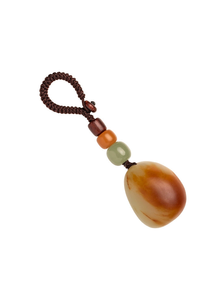 Natural Hetian Jade Keychain