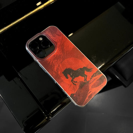 Leading the way! Red premium laser-etched drop-proof 15pm couple phone case for the Year of the Horse.
