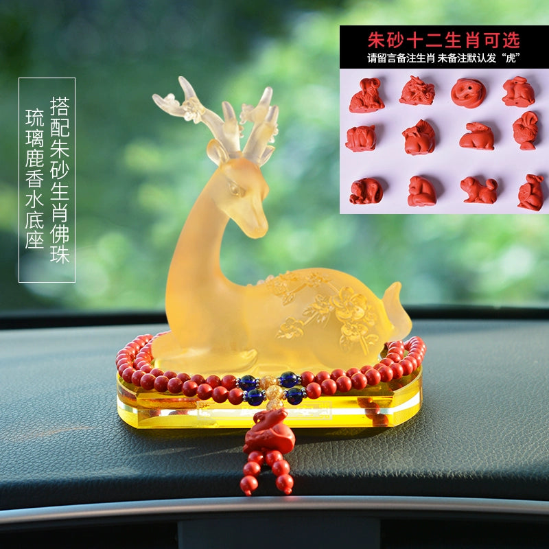 Crystal Deer Perfume Base with Agate Buddha Beads