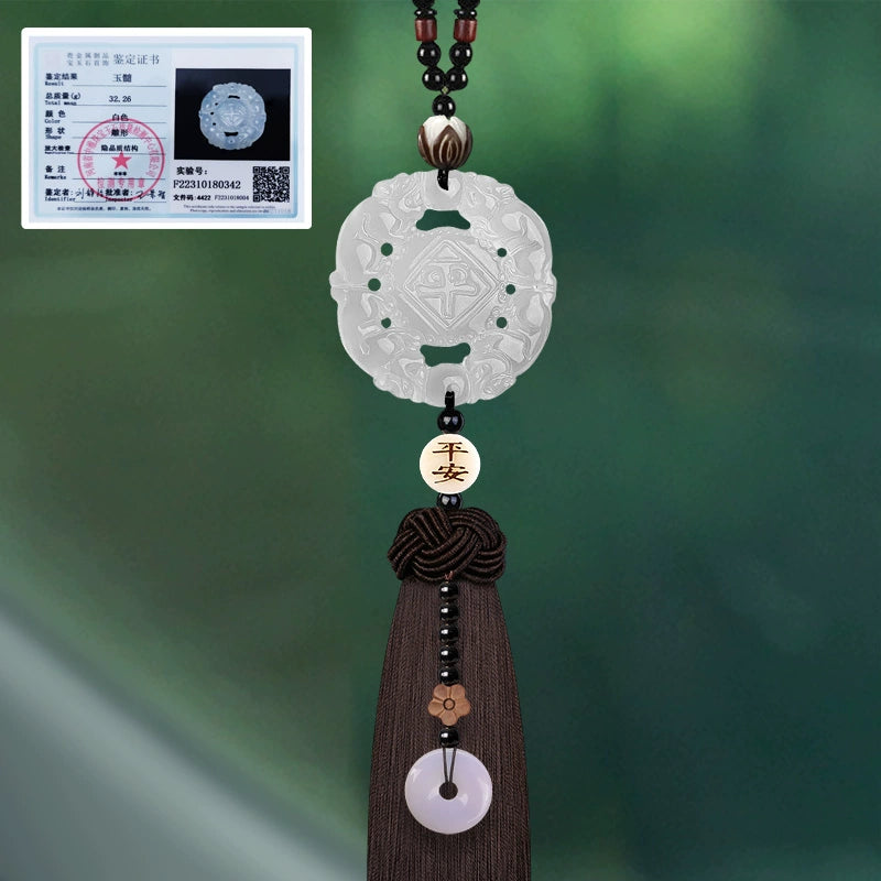White Chalcedony Pi Xiu Pendant Car Accessory