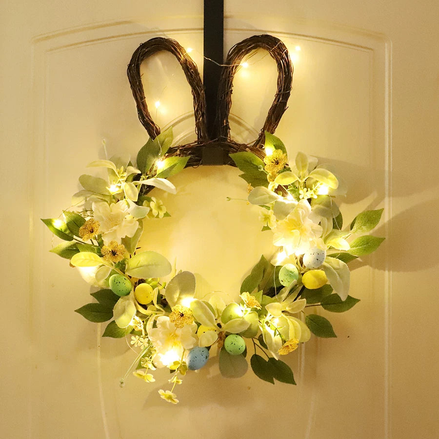 Easter Bunny Egg Wreath Artificial Flower Decorative Pendant