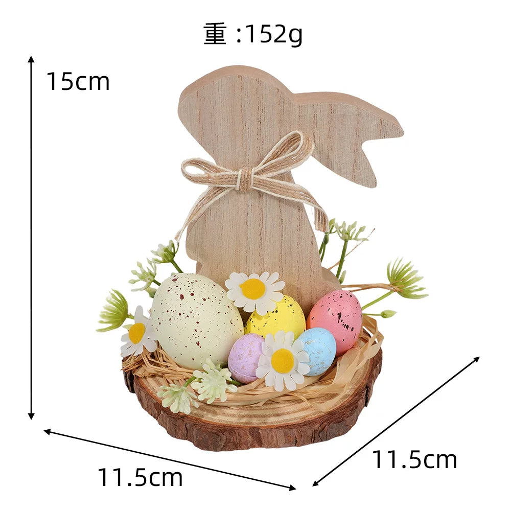 Easter Bunny Egg Simulation Flower Bunny-Shaped Desktop Ornament