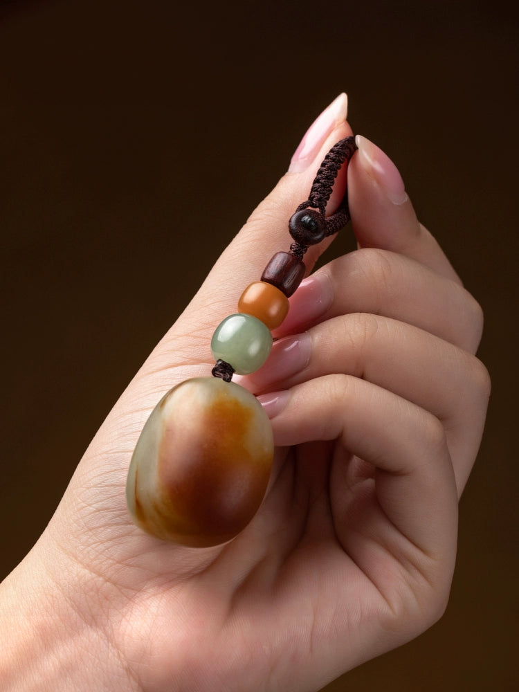 Natural Hetian Jade Keychain