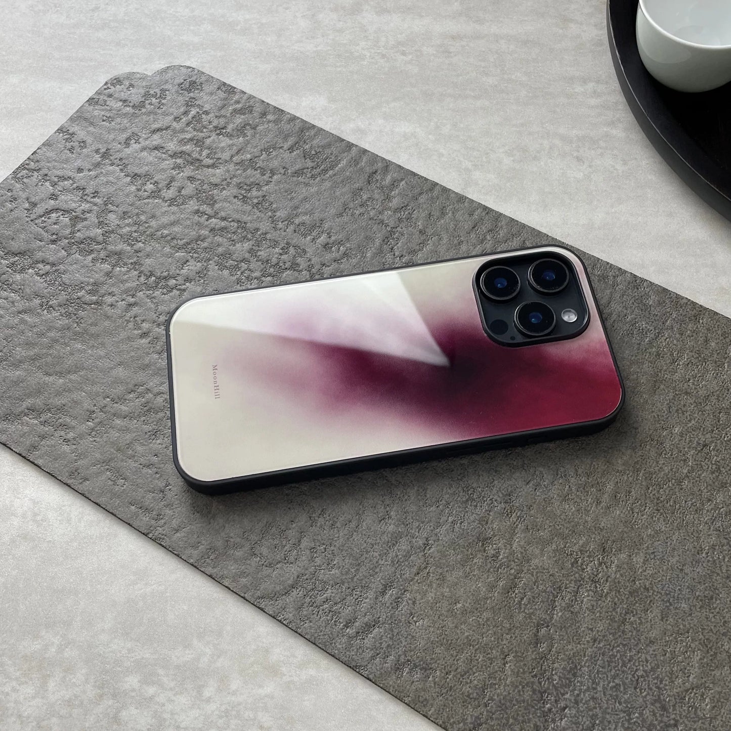 Purple ink painting style anti-slip full-coverage tempered glass premium phone case