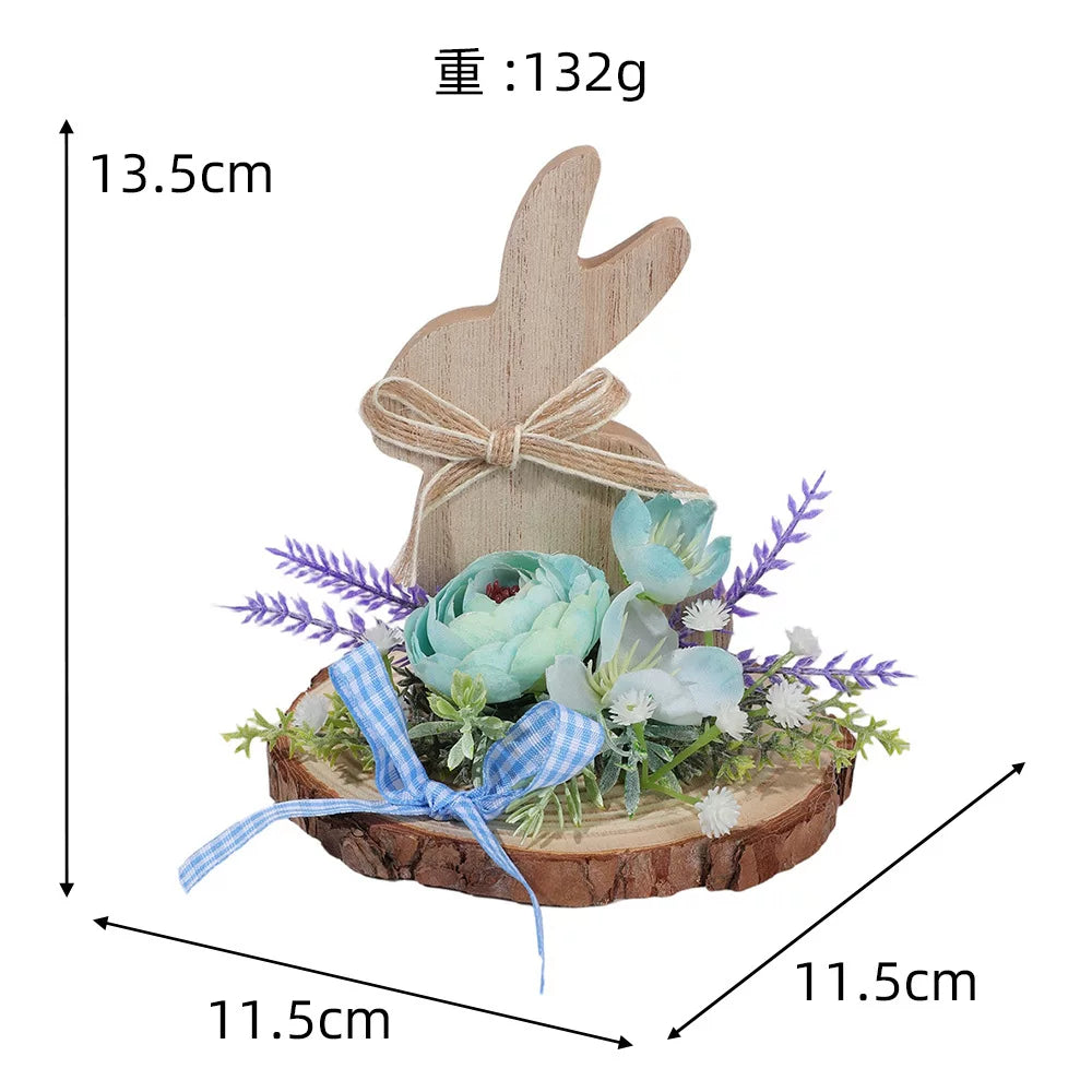 Easter Bunny Egg Simulation Flower Bunny-Shaped Desktop Ornament