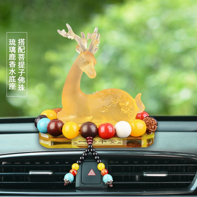 Crystal Deer Perfume Base with Agate Buddha Beads
