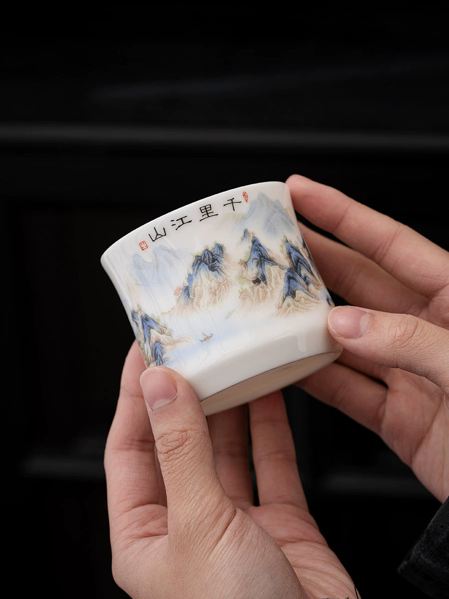 'Thousands of Miles' Pattern Ceramic Teacup