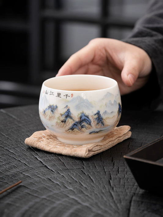 'Thousands of Miles' Pattern Ceramic Teacup