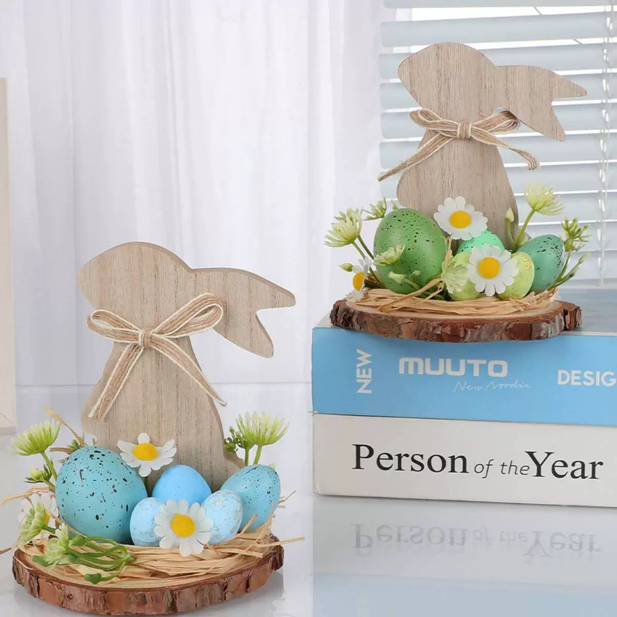 Easter Bunny Egg Simulation Flower Bunny-Shaped Desktop Ornament
