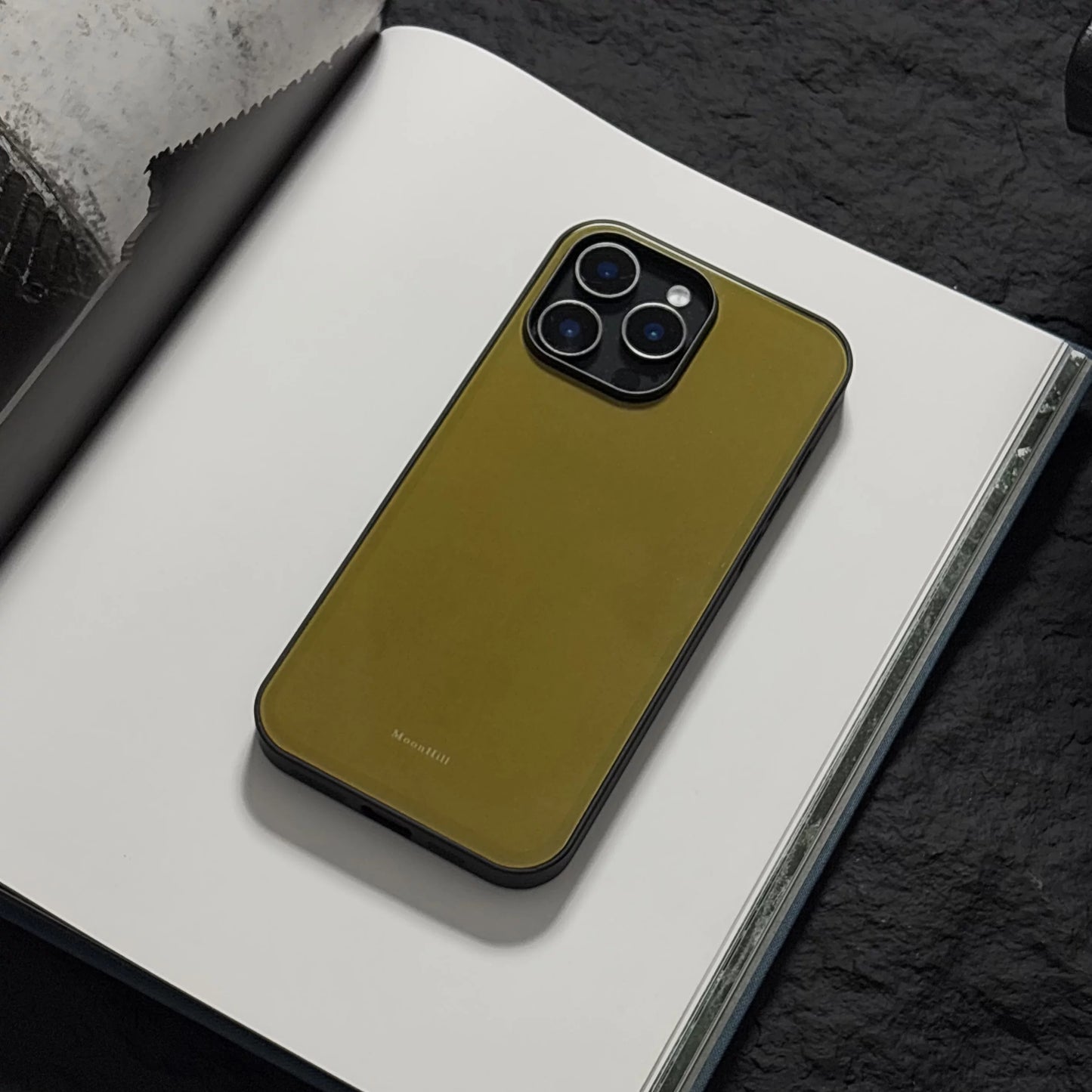 Brownish-yellow anti-slip glass original premium phone case