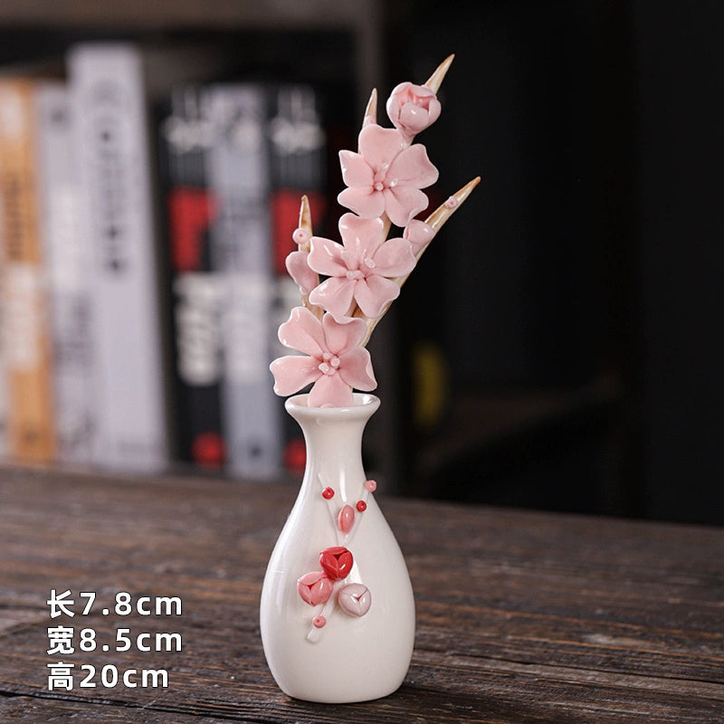Hand Kneaded Ceramic Flower Branch Vase Flower Insert Set