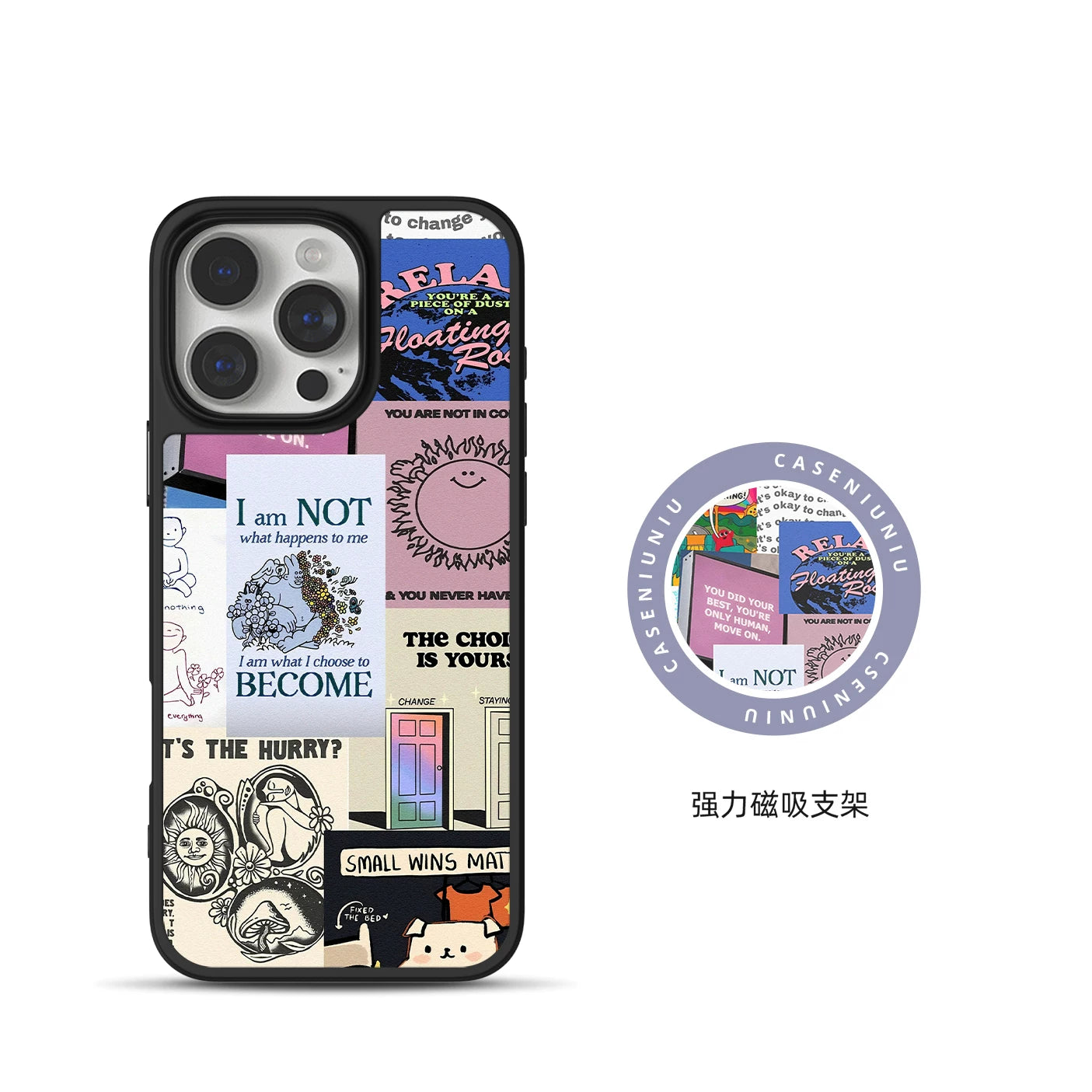 American retro cyberpunk collage manifesto magnetic phone case