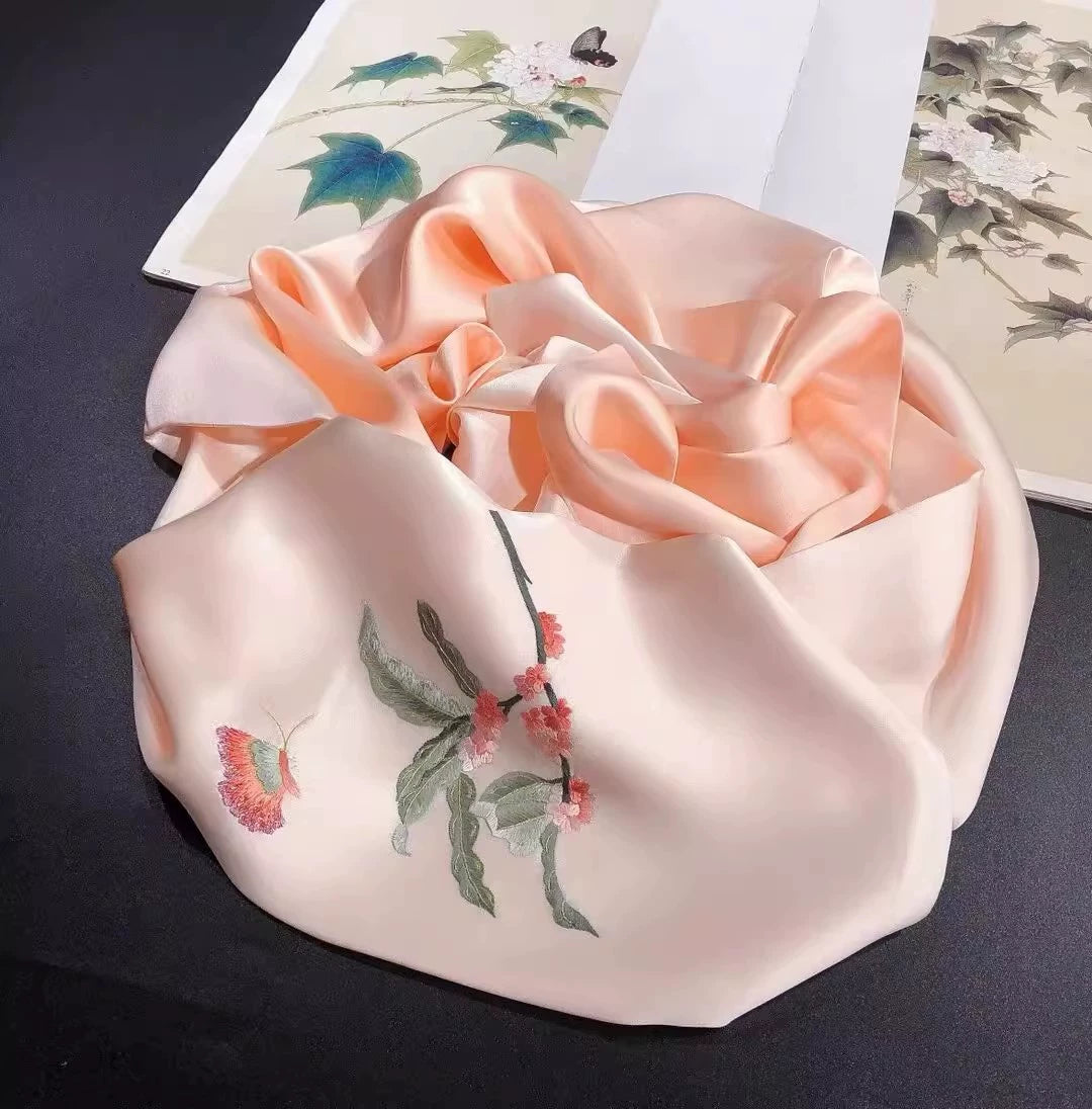 Shu Embroidery Handmade Embroidery Silk Scarf