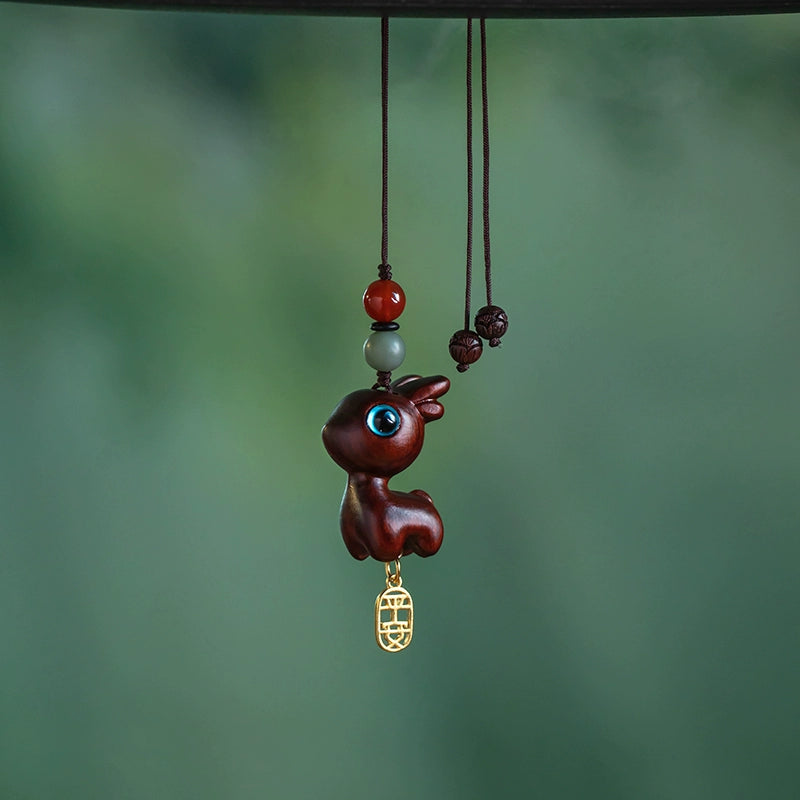 Cute Deer Sandalwood Car Pendant