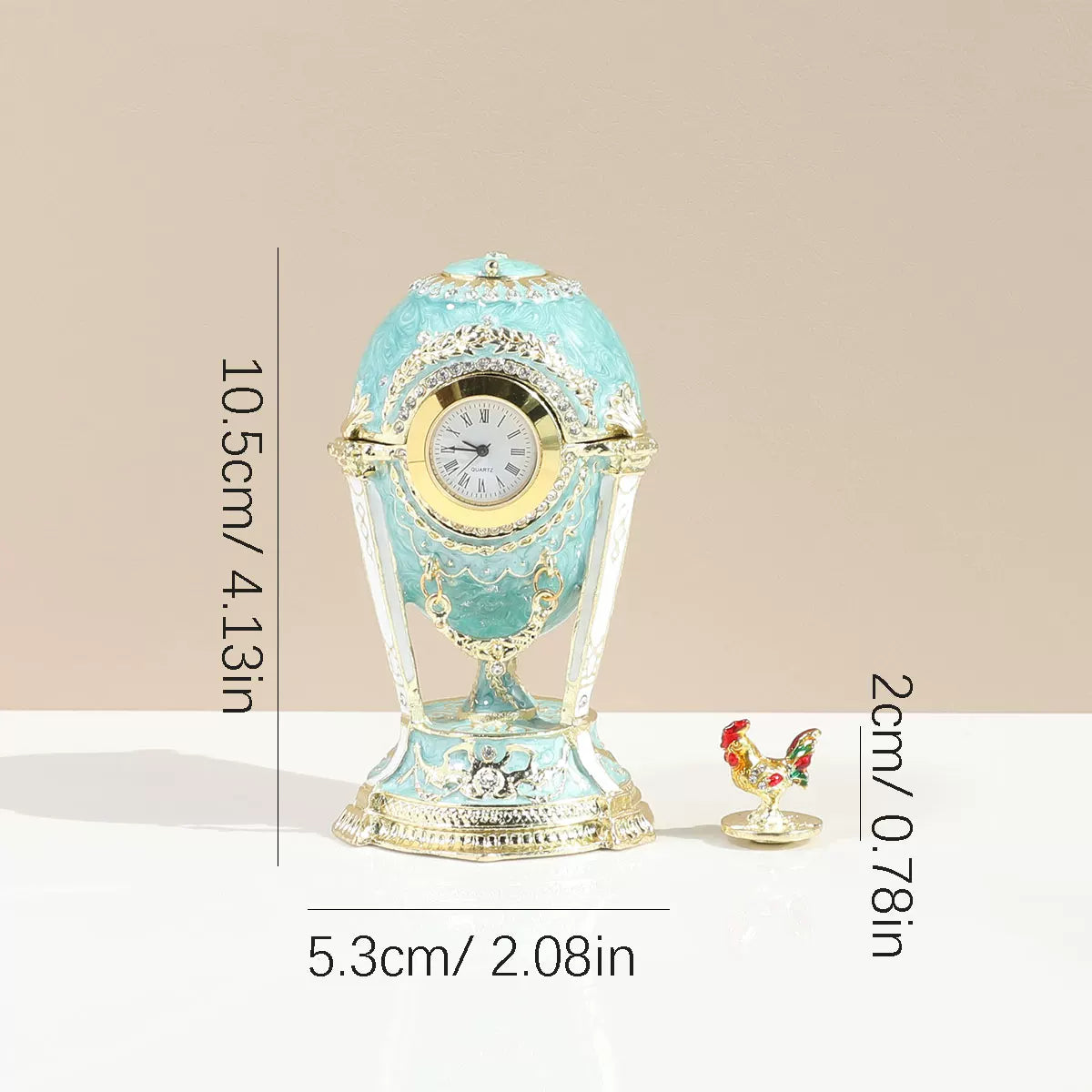 Easter European-style metal enamel painted egg jewelry box