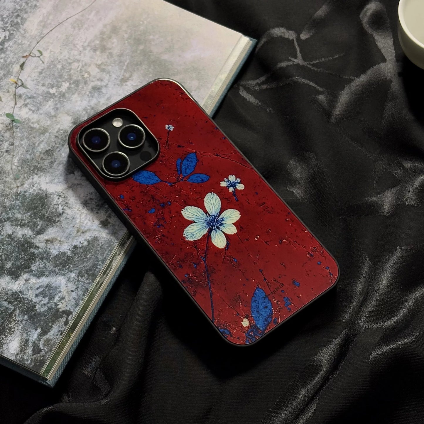 Burning White Orchid Full-Wrap Glass Original Design Premium Phone Case