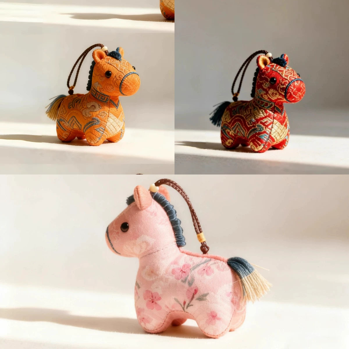 Cute and lucky pony embroidered pendant, a mascot for the Year of the Horse 2026, perfect as a gift for family.