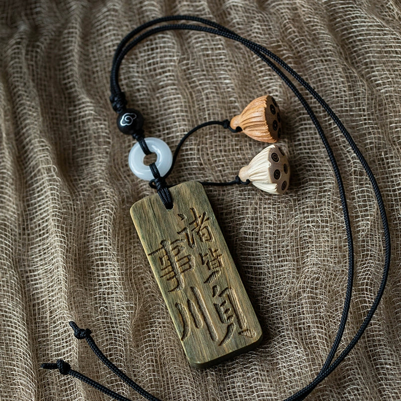 Peace Plaque Green Sandalwood Car Pendant