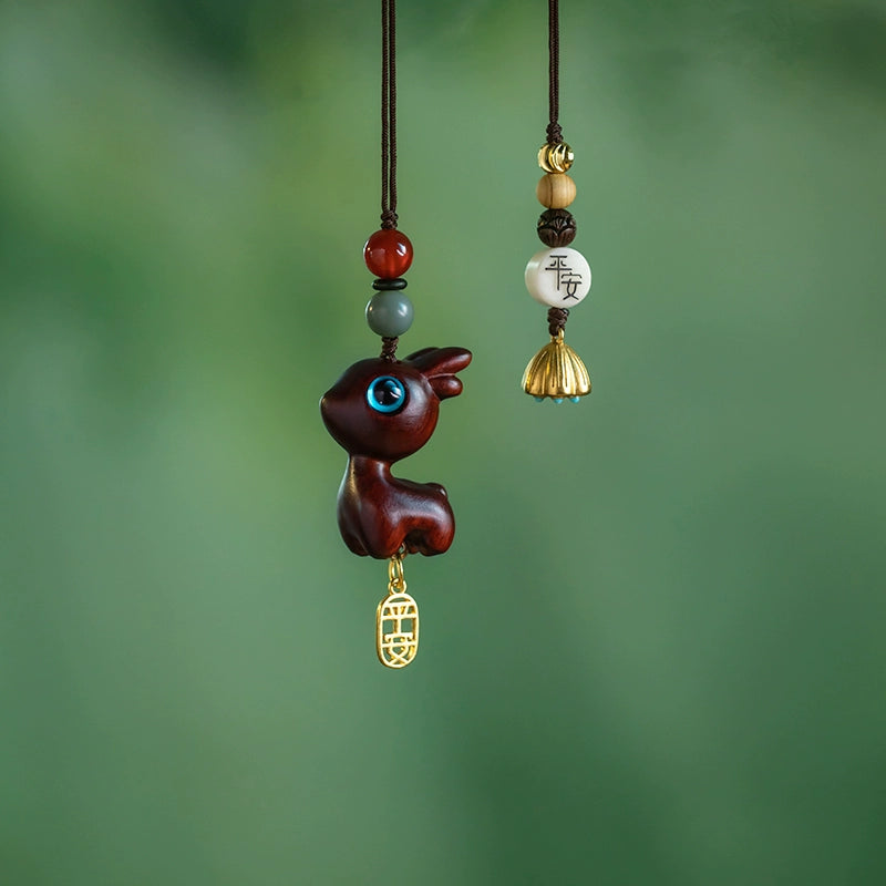 Cute Deer Sandalwood Car Pendant