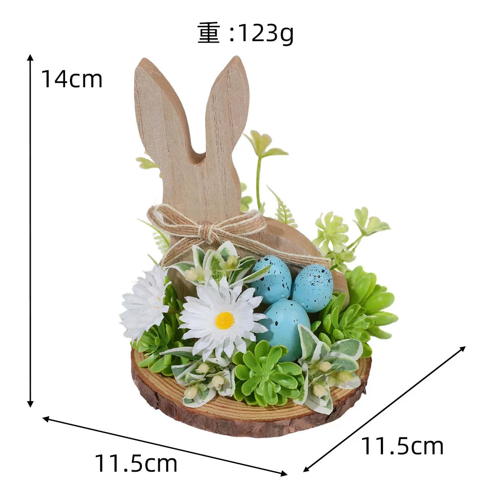 Easter Bunny Egg Simulation Flower Bunny-Shaped Desktop Ornament