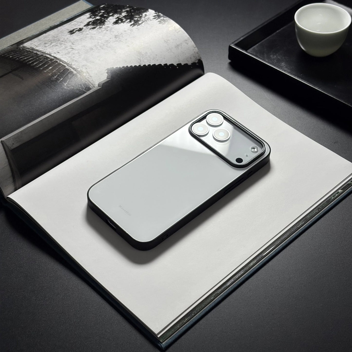 White cloud non-slip full-coverage glass premium phone case