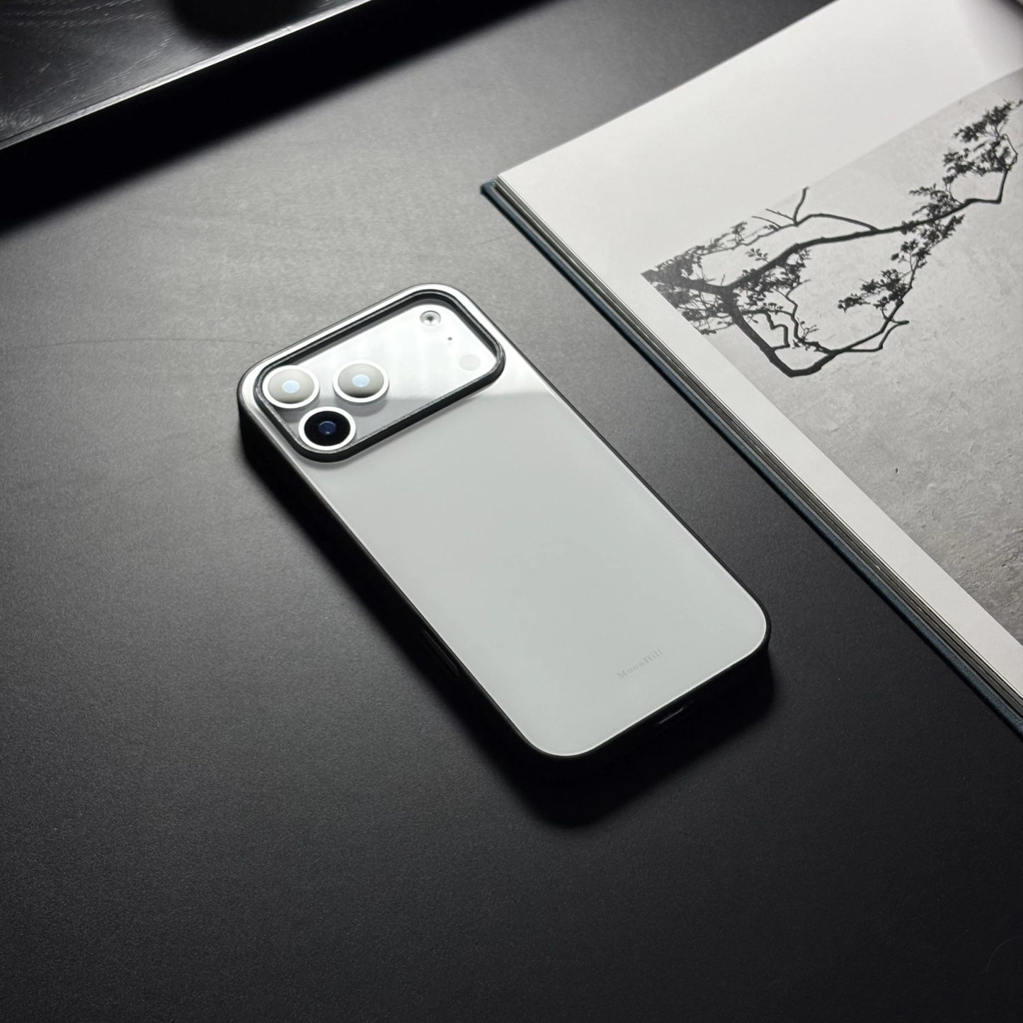 White cloud non-slip full-coverage glass premium phone case