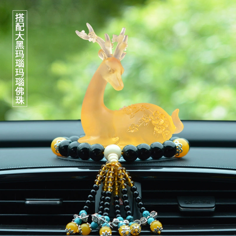 Crystal Deer Perfume Base with Agate Buddha Beads