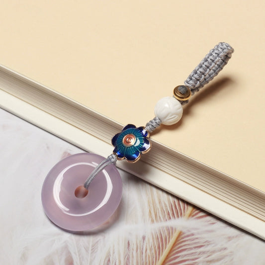 Purple Chalcedony Safe Buckle Girl Car Keychain Pendant