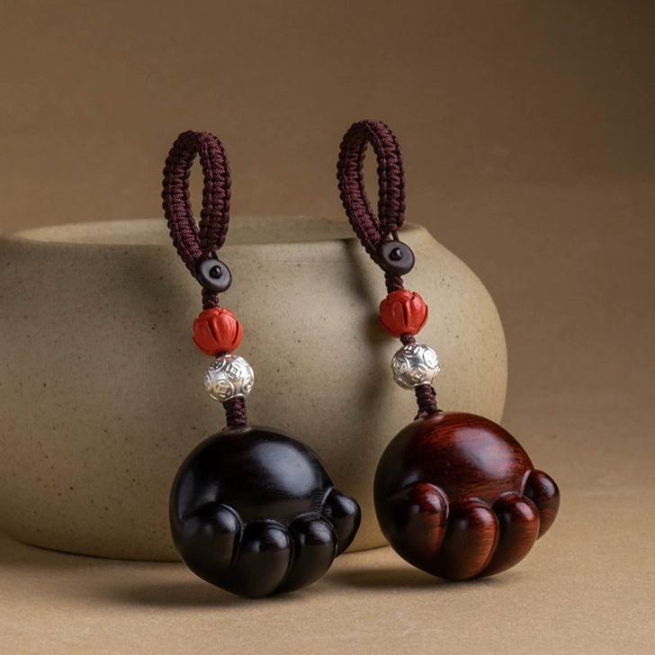 Cute Sandalwood Cat Claws Car Keychain Pendant