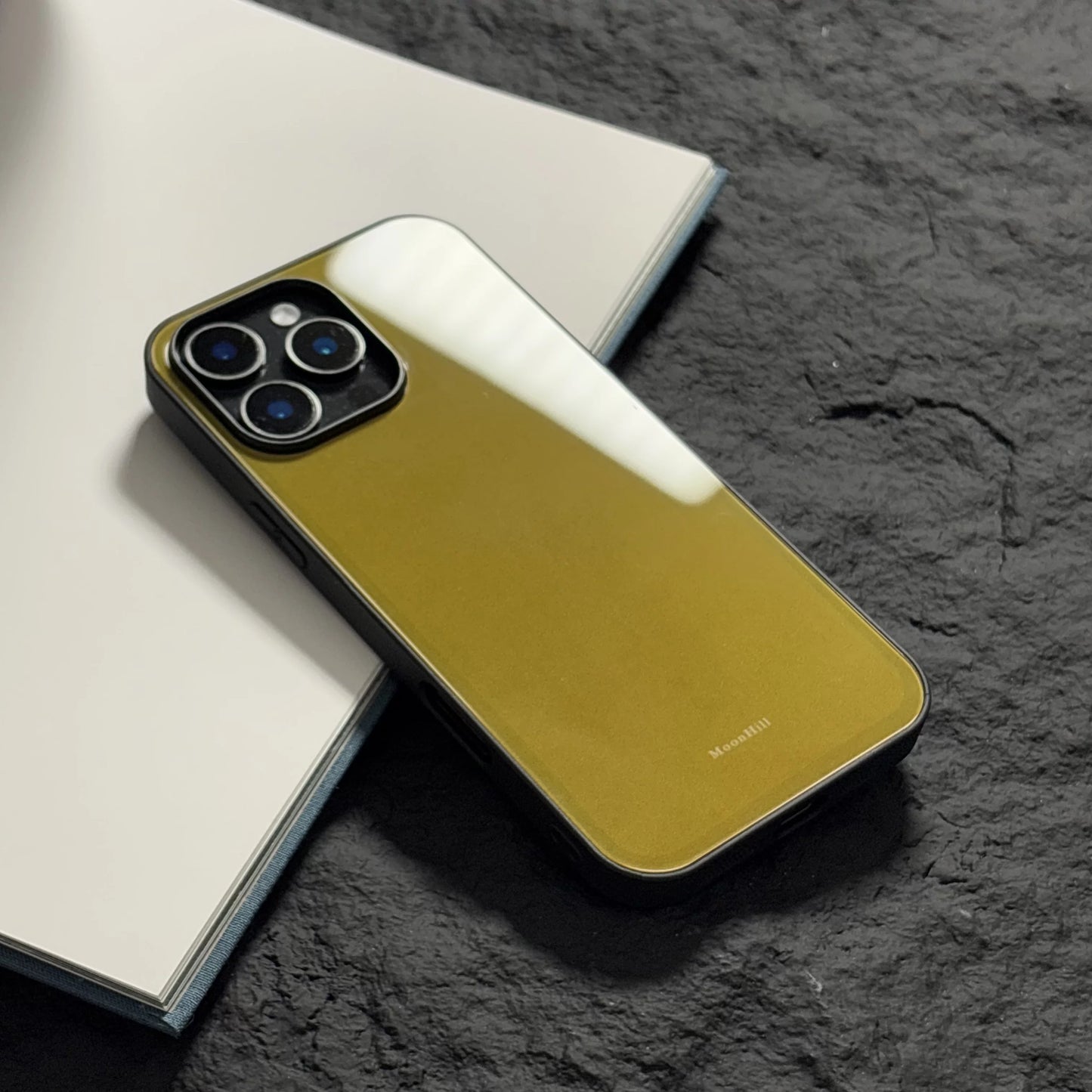 Brownish-yellow anti-slip glass original premium phone case
