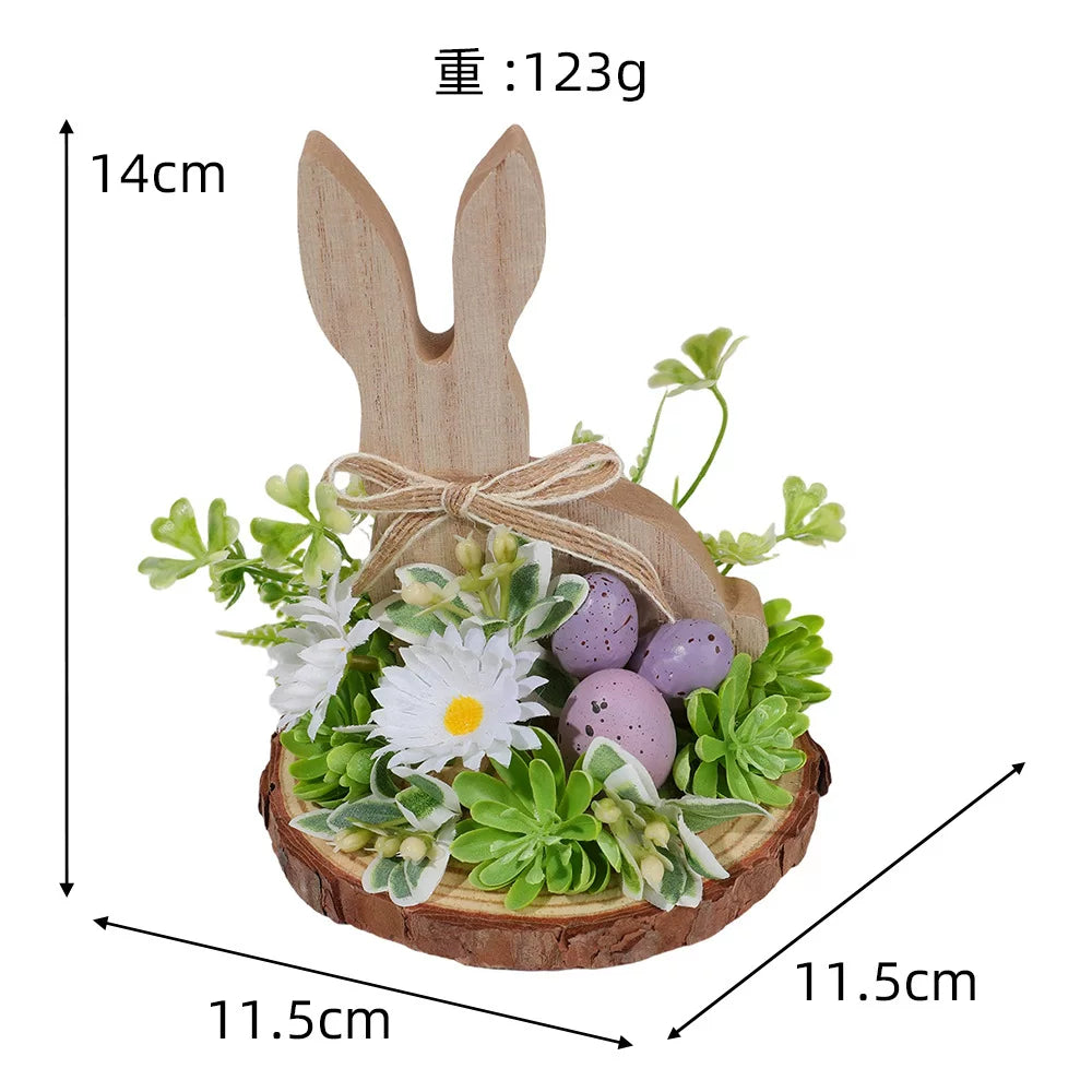Easter Bunny Egg Simulation Flower Bunny-Shaped Desktop Ornament