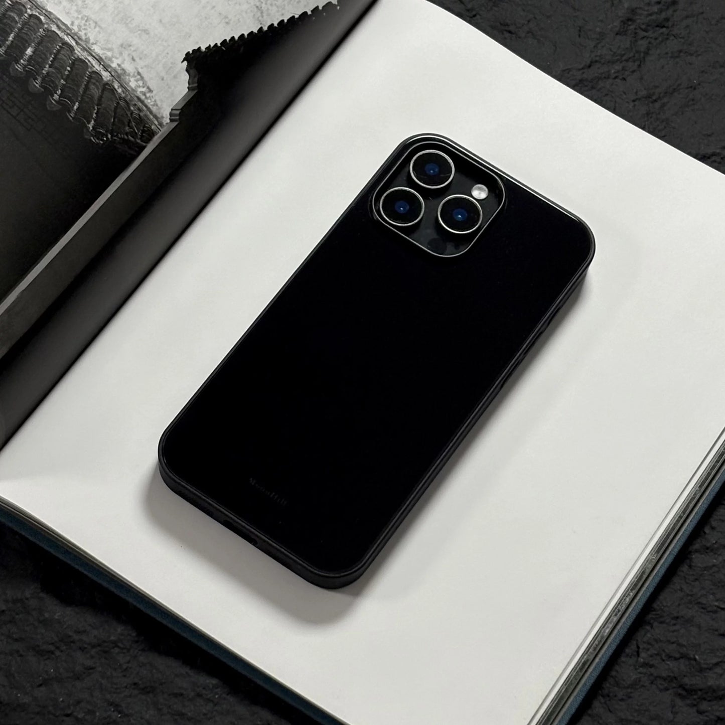 Abstract painting of a dark night at dawn, anti-slip, full-coverage glass premium phone case.
