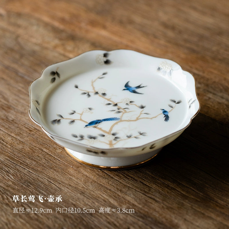 Flying-Bird White Porcelain Wood-Ash Teacup