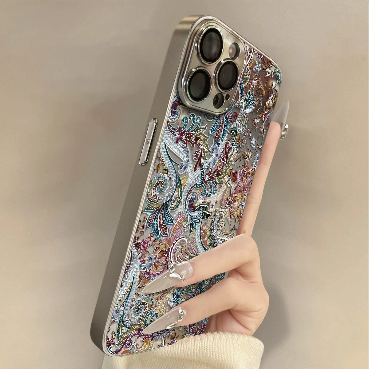 New retro patterned glass full-coverage phone case