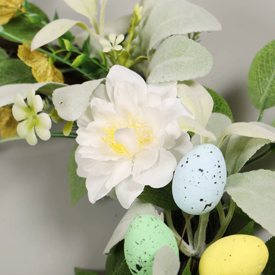 Easter Bunny Egg Wreath Artificial Flower Decorative Pendant