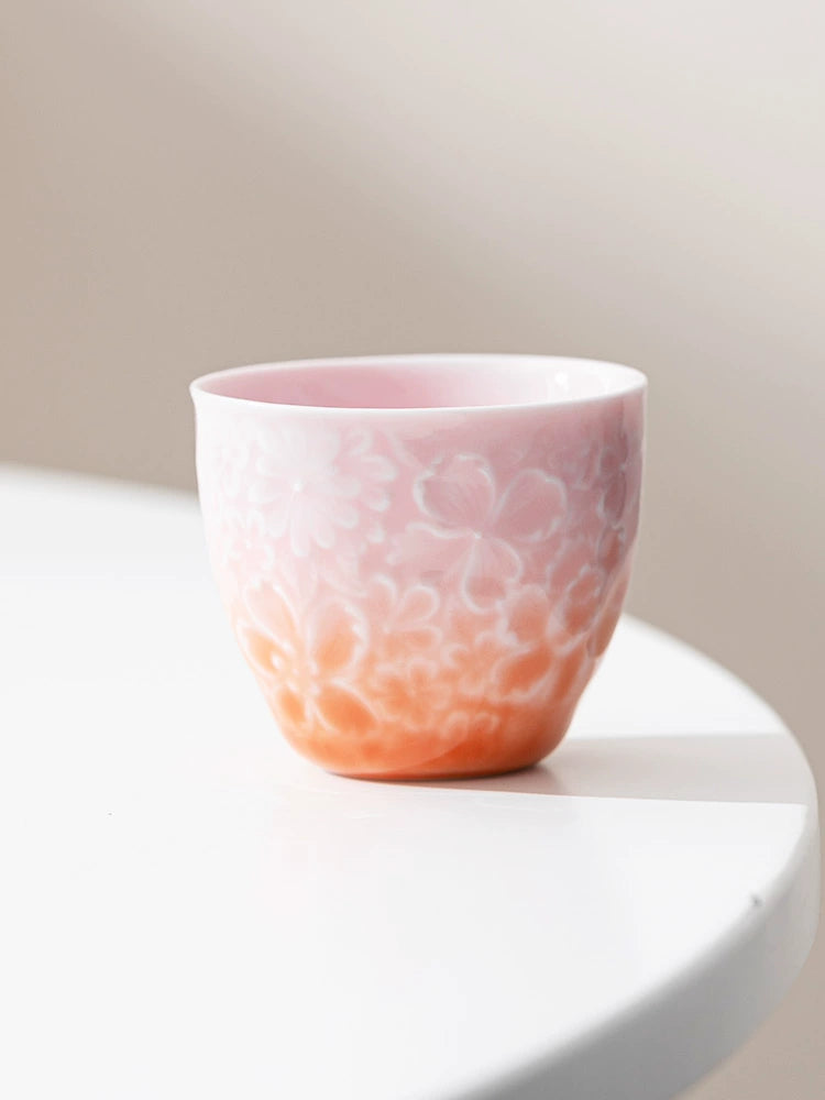 Ombré Cherry Blossom Relief Teacup