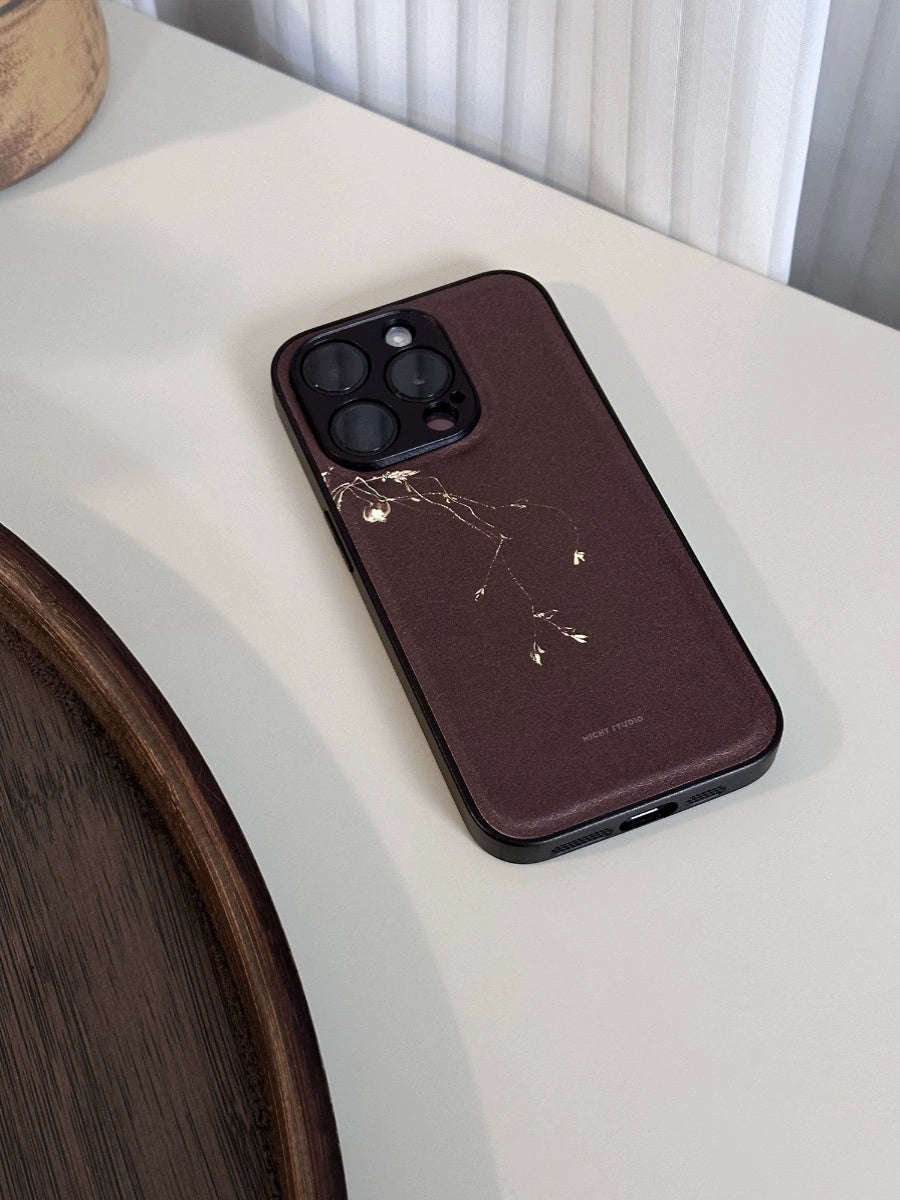 Night Studio Sandalwood Branch Leather Phone Case