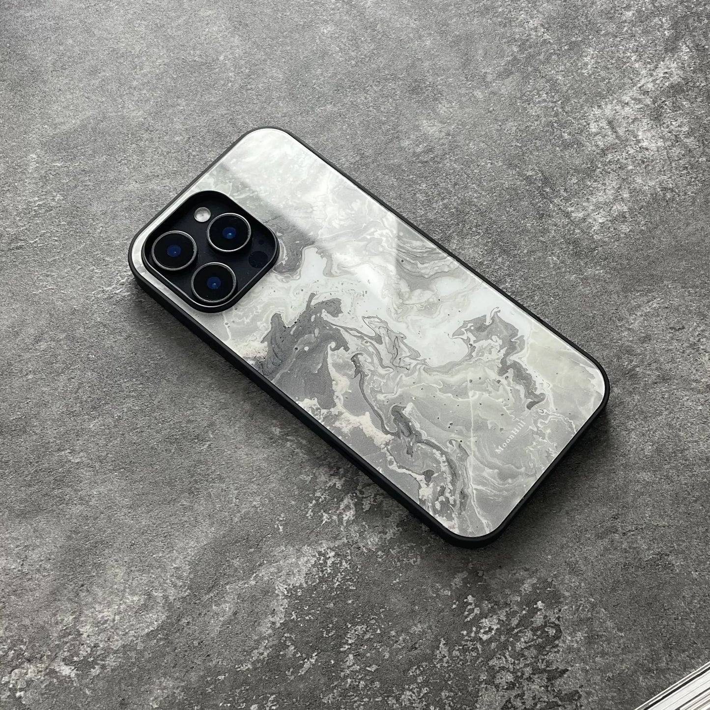 Gray cloudy pattern non-slip full-coverage glass original premium phone case