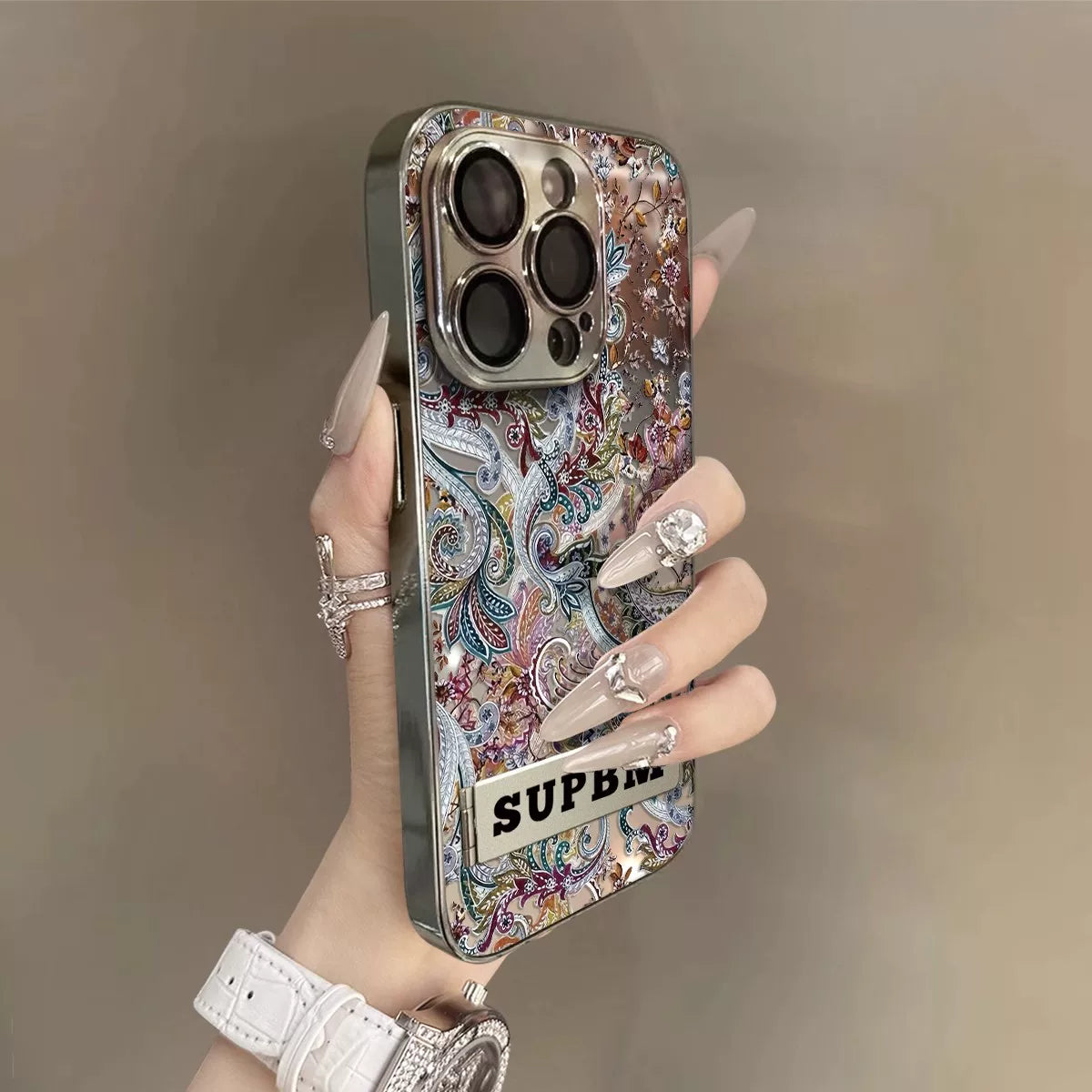 New retro patterned glass full-coverage phone case