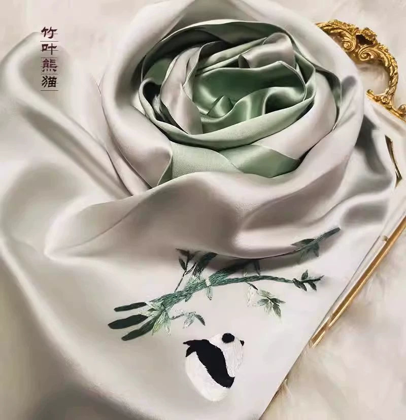 Shu Embroidery Handmade Embroidery Silk Scarf