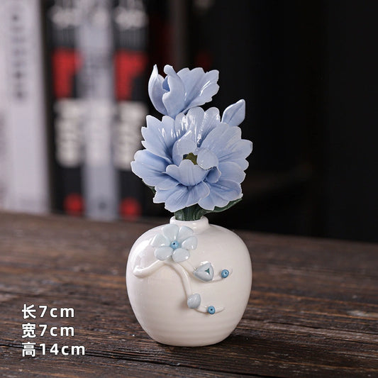 Hand Kneaded Ceramic Flower Branch Vase Flower Insert Set