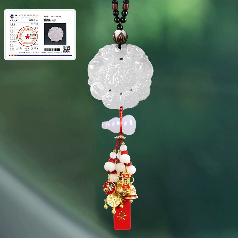 White Chalcedony Pi Xiu Pendant Car Accessory