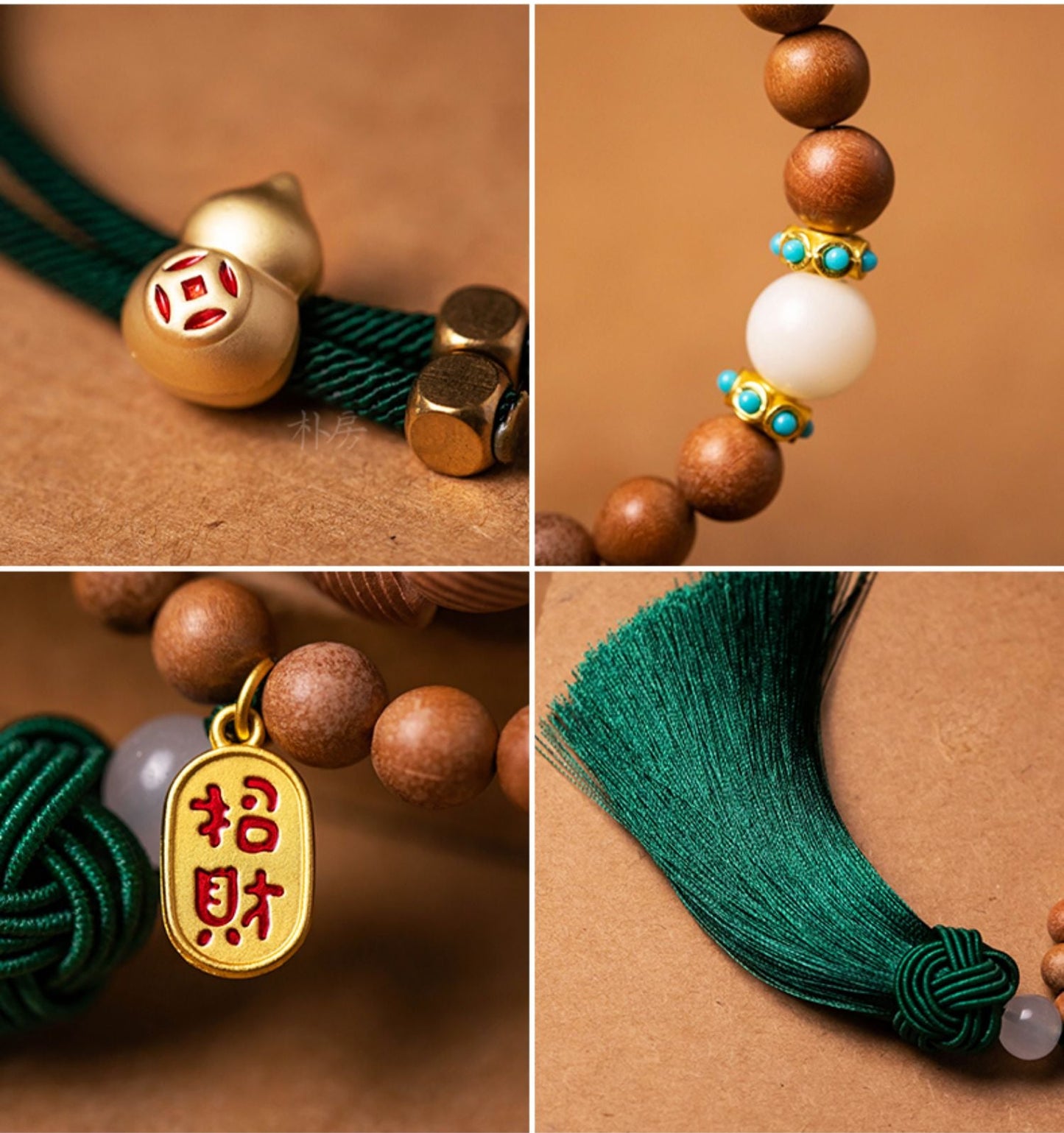 Yellow Peach Wood Baby Buddha Car Pendant