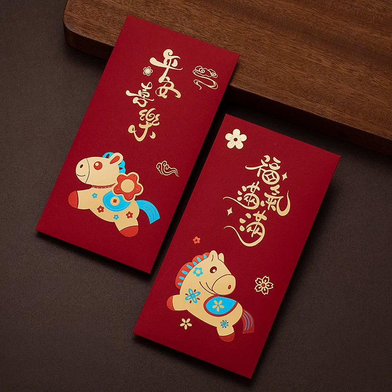 Creative Gold-Stamped Red Envelopes for Children during the Year of the Horse Chinese New Year