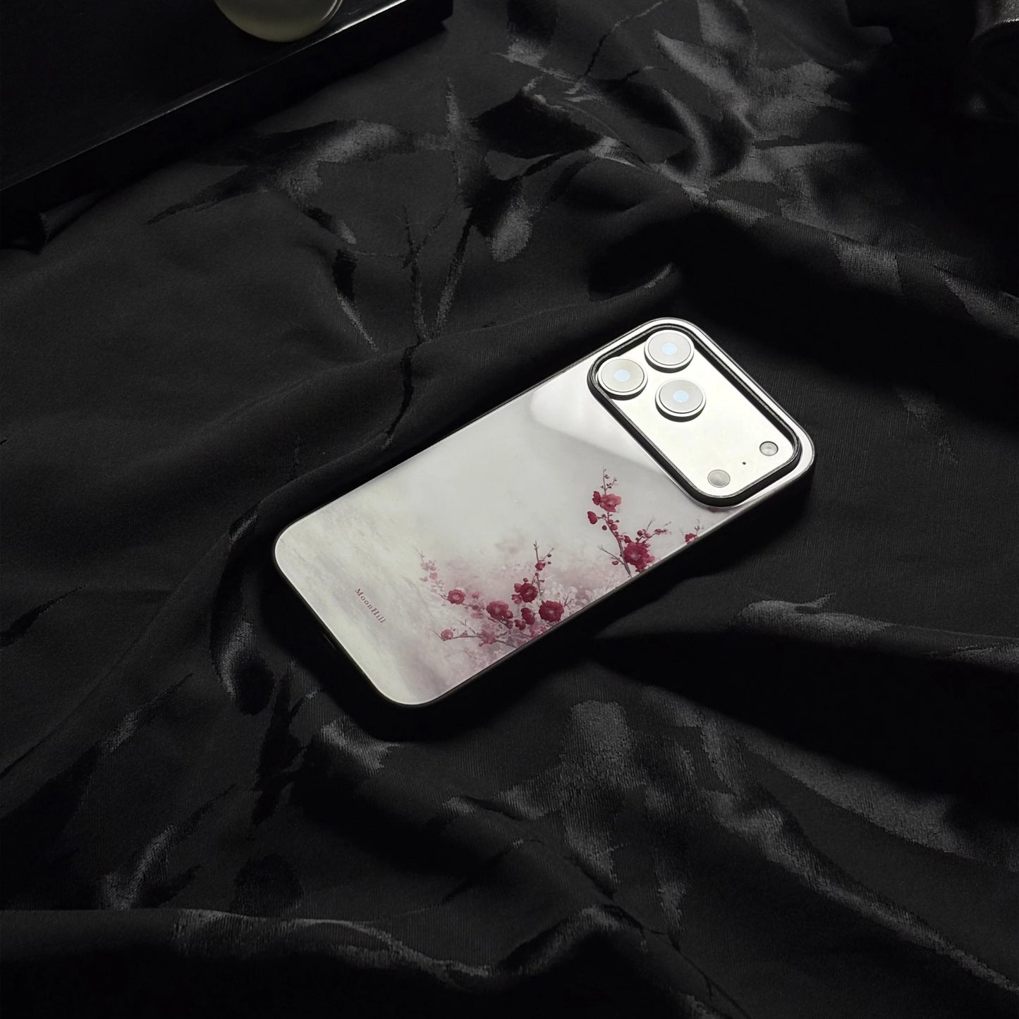 Plum blossom pattern anti-slip full-coverage tempered glass premium phone case