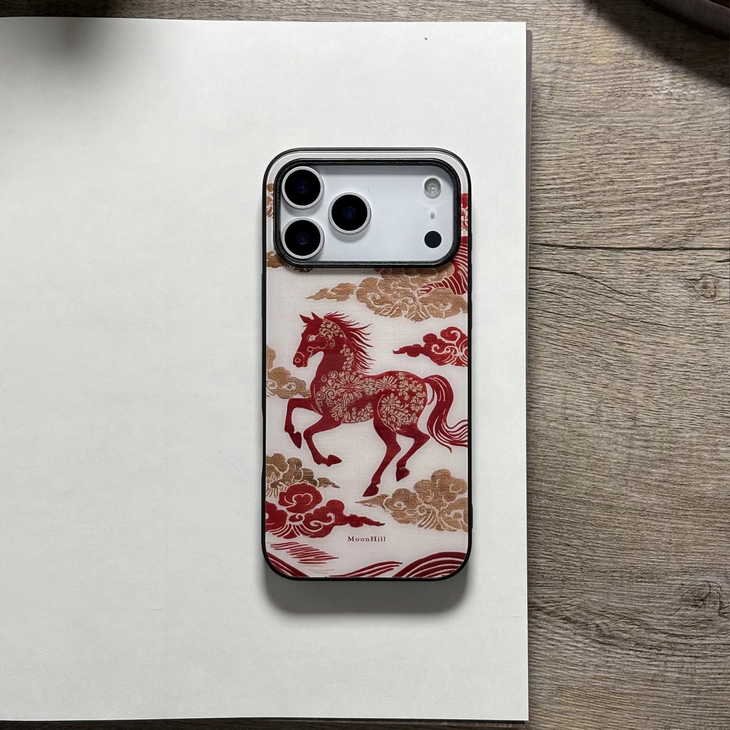 Red Horse Blessing Art Painting Anti-slip Full Coverage Glass Original Premium Phone Case
