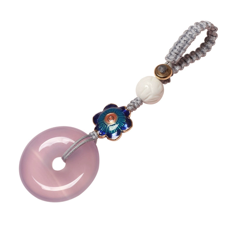 Purple Chalcedony Safe Buckle Girl Car Keychain Pendant