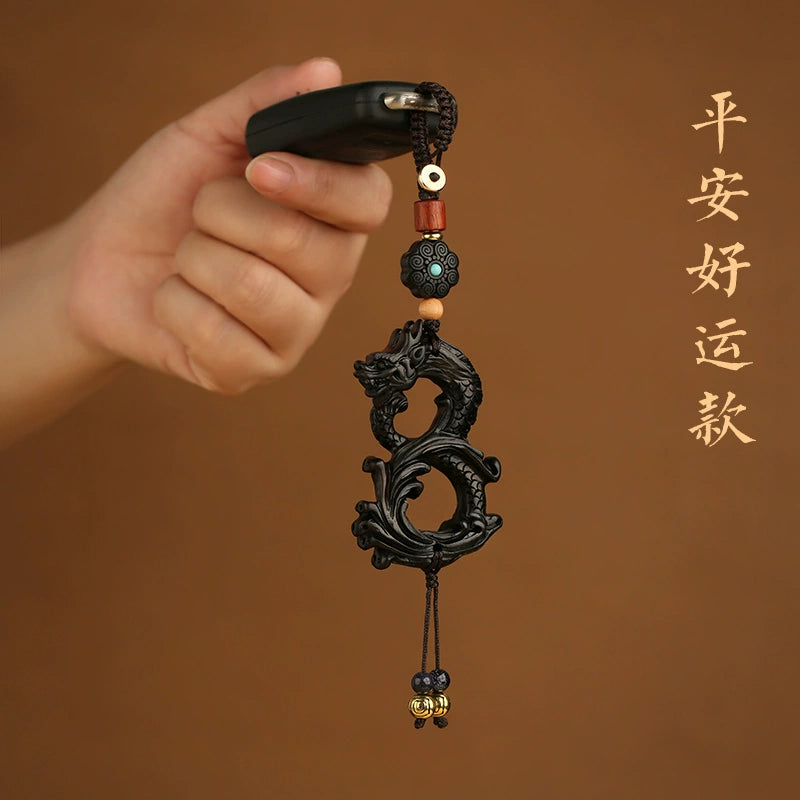 High-grade Ebony Zodiac Dragon Keychain