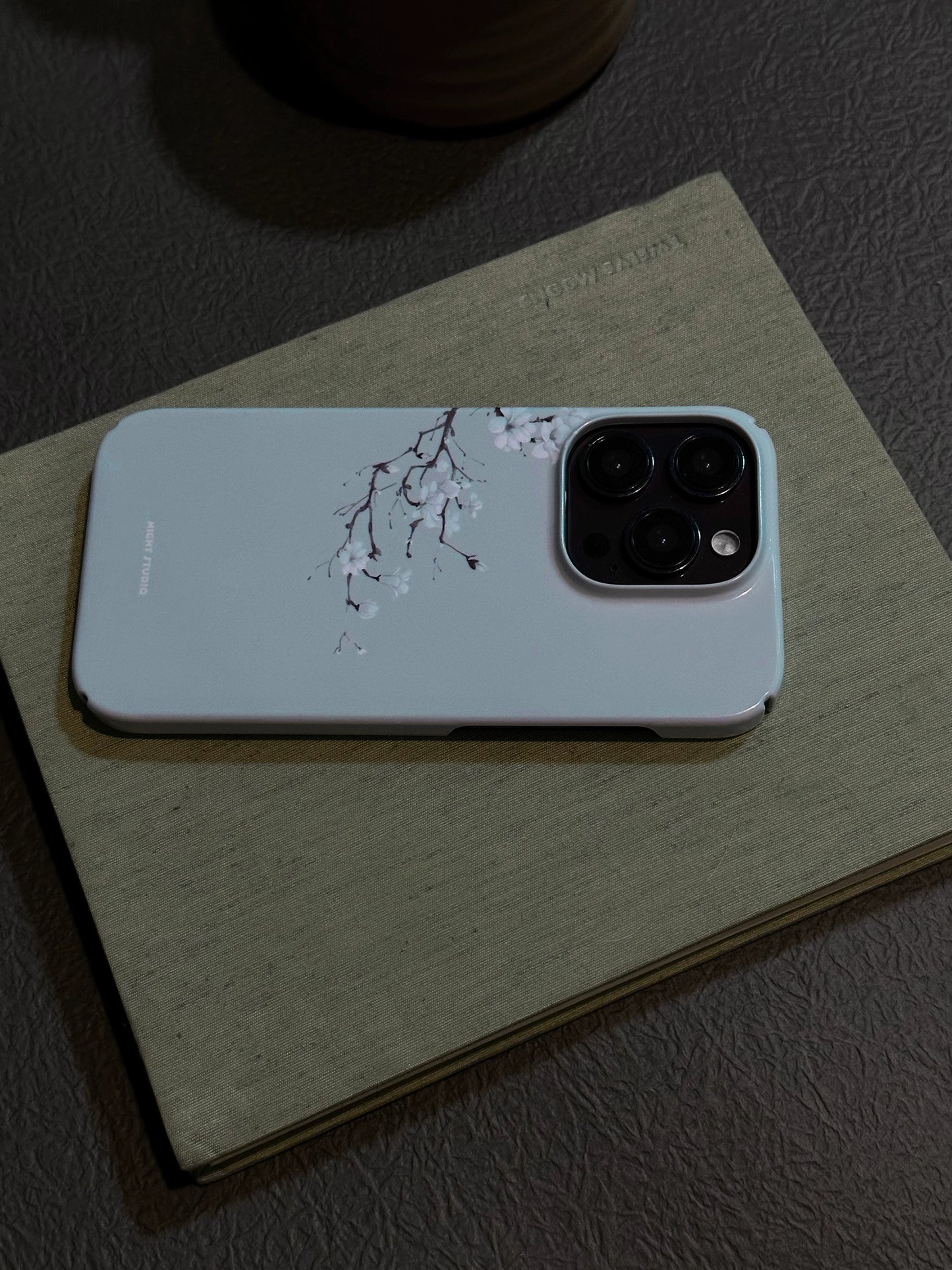 Night Studio White Flower Blue Phone Case