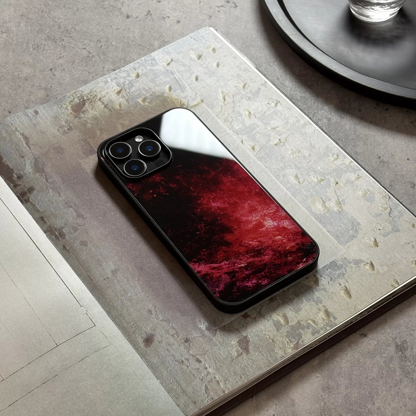 Red flame non-slip full-coverage tempered glass premium phone case
